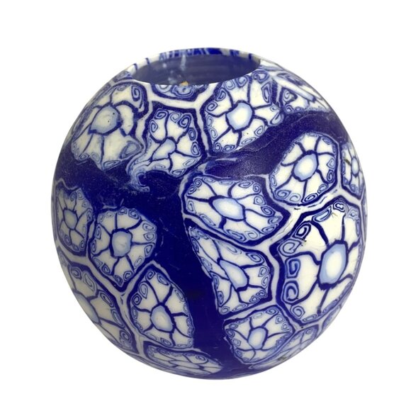 NOS Large Abstract Blue Millefiori USA Made 1993 Illuminating Candle Co - Picture 4 of 9